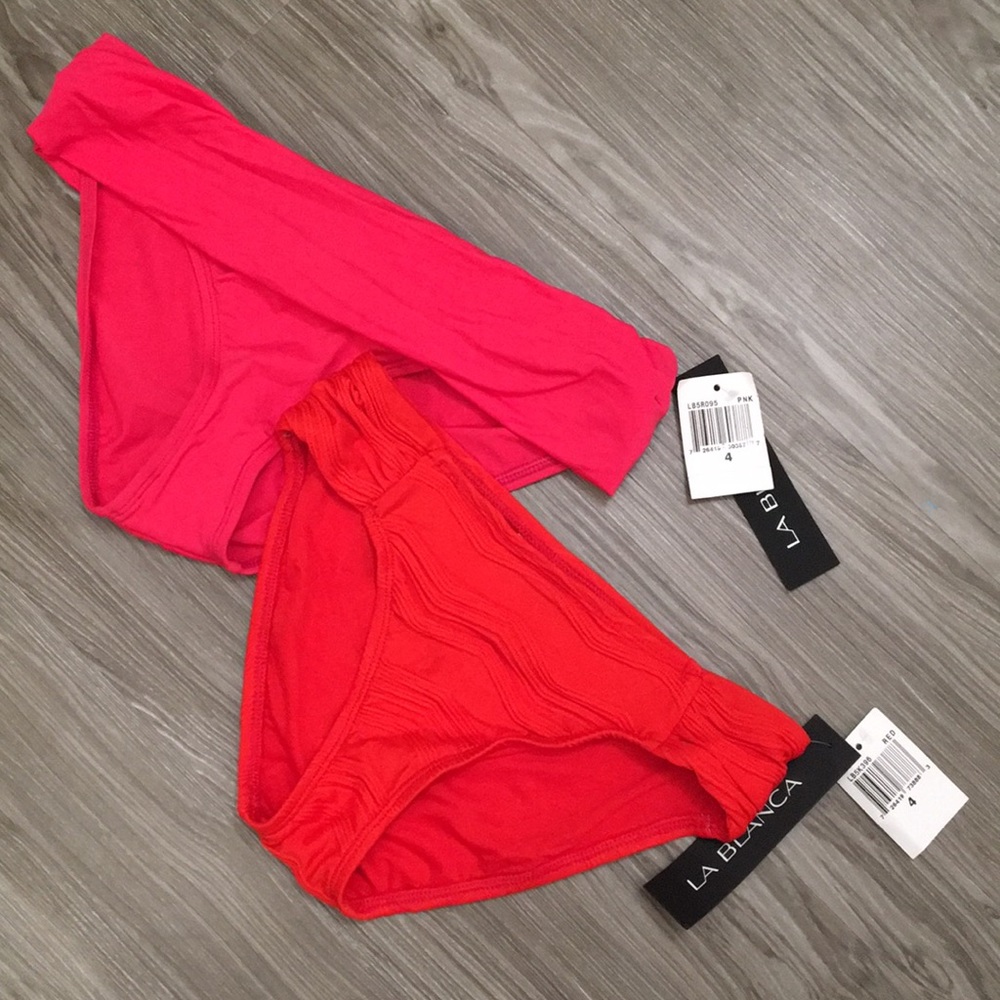 NWT La Blanca A lot 2 swim bottoms red pink size 4